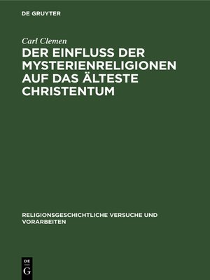 cover image of Der Einfluss der Mysterienreligionen auf das älteste Christentum